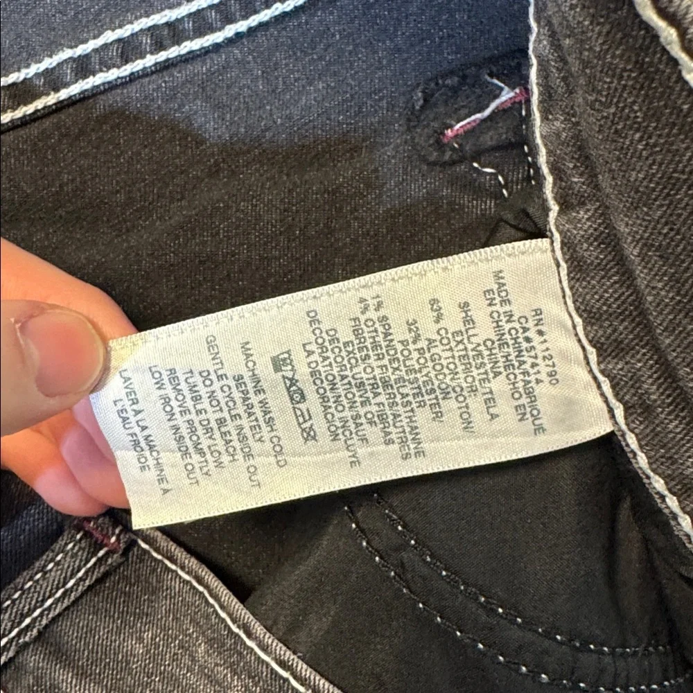 True Religion mens 36x28 charcoal gray Geno relaxed slim fit denim jeans